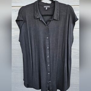 Eileen Fisher Women's Black Knit Button-Down Sleeveless Shirt Size XL